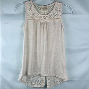 Sweet Wanderer cream and lace split back top